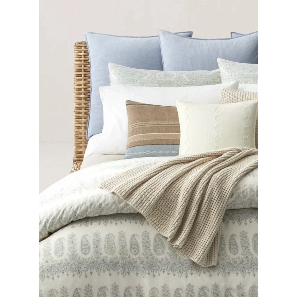 Ralph Lauren Camile Duvet Cover Full/Queen Sage Chambray Paisley Floral NEW